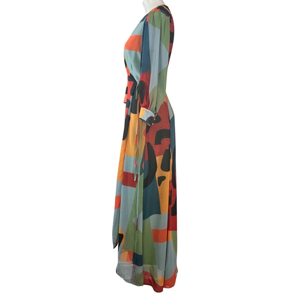Hutch Multicolor Abstract Print Maxi Dress - Green, Blue, Orange - Picture 5 of 7